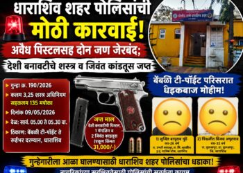 धाराशिव शहर पोलिसांची मोठी कारवाई! अवैध पिस्टलसह दोन जण जेरबंद; देशी बनावटीचे शस्त्र व जिवंत काडतुसे जप्त
