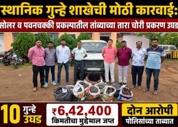 स्थानिक गुन्हे शाखेची मोठी कारवाई: सोलर व पवनचक्की प्रकल्पातील तांब्याच्या तारा चोरी प्रकरण उघड..10 गुन्हे