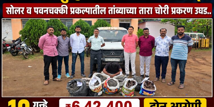 स्थानिक गुन्हे शाखेची मोठी कारवाई: सोलर व पवनचक्की प्रकल्पातील तांब्याच्या तारा चोरी प्रकरण उघड..10 गुन्हे